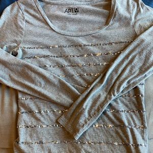 Grey silver sequin long sleeve